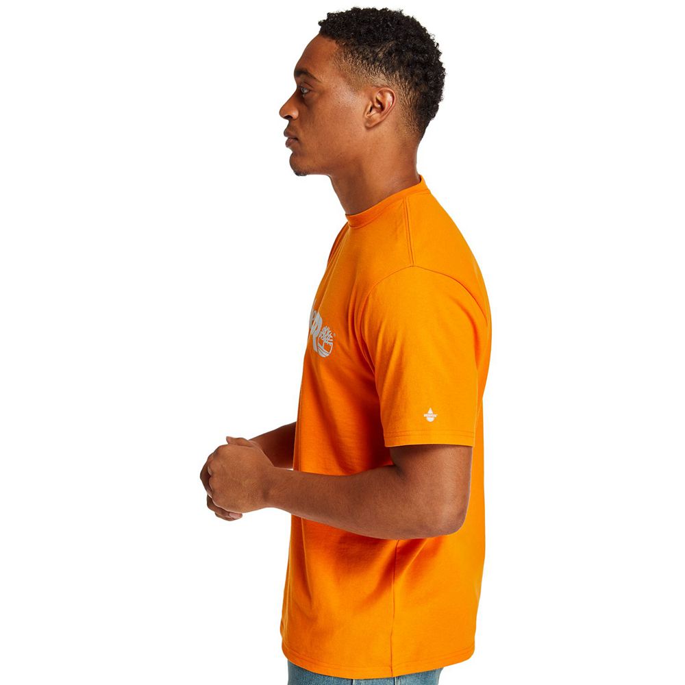 Camisetas Timberland Argentina Hombre - Pro® Short Sleeve Base Plate Wicking Logo - Naranjas - KMXAP